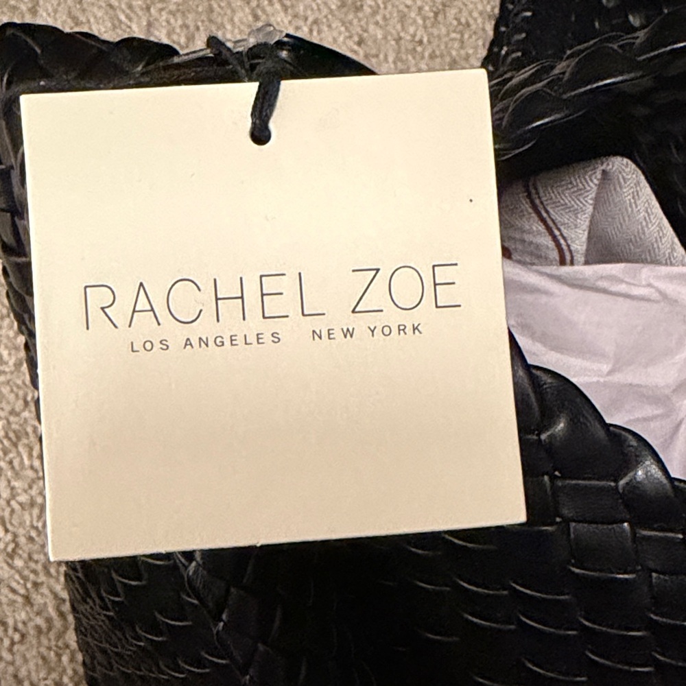 Rachel Zoe Black Woven Tote with Pouch - Picture 4 of 5